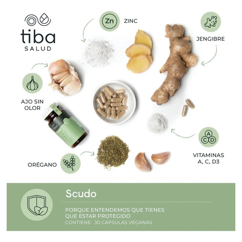 Scudo Refuerzo Sistema Imunológico Tiba Salud 2 Pack 60 Cápsulas