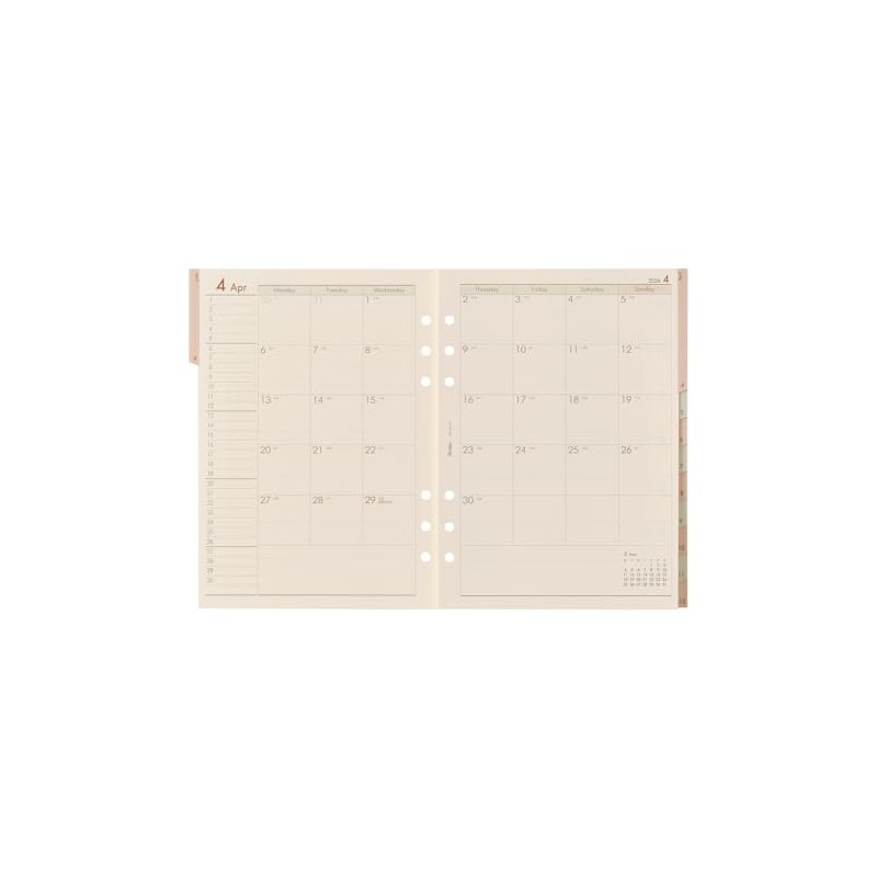 Efficiency Bindex System Notebook Refill 6-Hole 2026 A5 Weekly Left