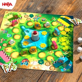 HABA Bamboo Rallye Cup - Dynamic Dice and Board Game for Children from 6 Years - with a Fun Wooden Horn - Turbulent Interactions with Frustration Factor - 2010883002