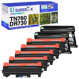 SuperInk (5 Toner, 2 Drum Compatible for Brother TN760 TN730 Toner Cartridge and DR730 Drum Unit Work with HL-L2395DW HL-L2390DW HL-L2370DW MFC-L2750DW MFC-L2710DW Laser Printer
