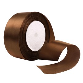 25 Yard Mocha Mousse Wired Satin Ribbon Roll, 1-1/2 InchFabric Ribbon for Craft Bows Rose Bouquet, Holiday Gift Wrapping, Party Decoration