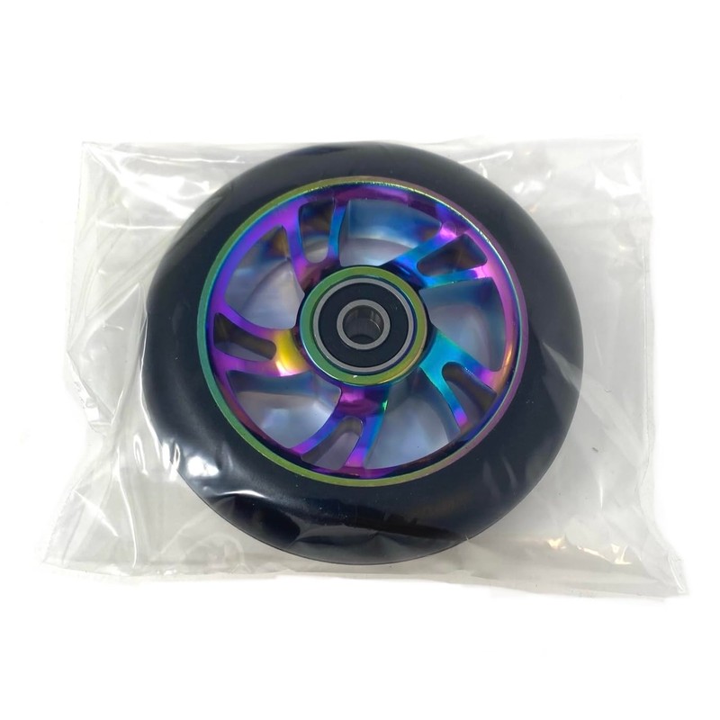 Team Dogz Pair Stunt Scooter Wheels 100mm Rainbow Neo Chrome