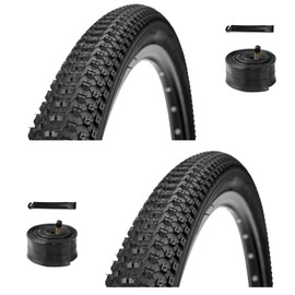 WHEELO Mountain Bike Tires Set: 2-Pack 26x1.95 inch Folding Replacement High-Performance Wear-Resistant Bicycle Tires and Pair Inner Tubes with Tire Levers for MTB Off-Road Bike