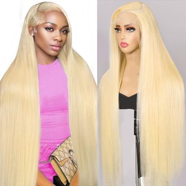 HELLOSH 613 13x6 Lace Front Wig Human Hair 200 Density 613 Lace Front Wig Human Hair 28 Inch Straight Blonde Wig Human Hair 13x6 HD Lace Frontal Wigs Human Hair Pre Plucked With Baby Hair