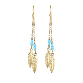 Elli Earrings Feather Bead Boho Hippie Festival 925 Silver, Glass Rubber, None