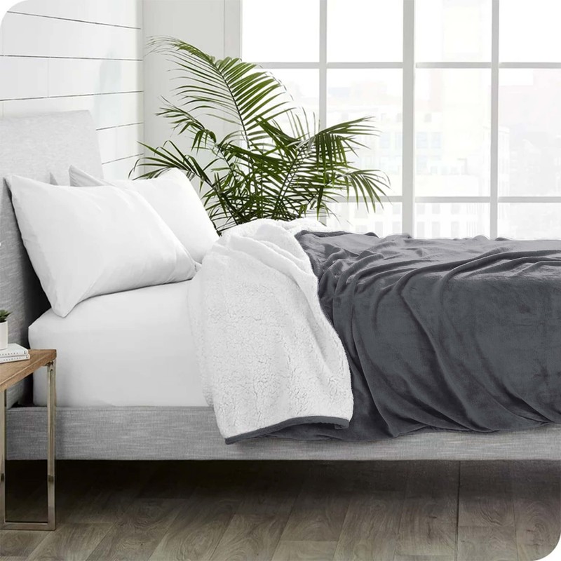 MOONLIGHT20015 Sherpa Fleece Throw Blanket - Fluffy & Soft Grey