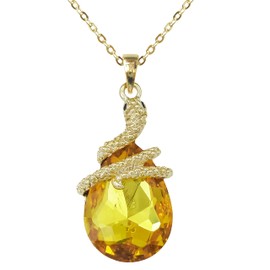 Navachi 18k Gold Plated Crystal Pear-shaped Golden Zirconia Snake Az6110 Pendant Necklace 16"+2"