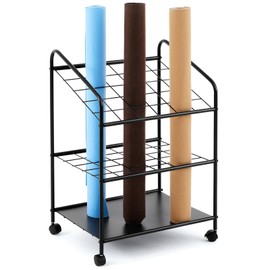 WILLBOND 30 Slots Blueprint Storage Rack Wire Roll File Holder with Wheels Metal Blueprint Storage Bin Cart Paper Holder Cabinet Vertical Tube Poster Organizer(32. 28 x 18. 11 x 22. 06 Inch)