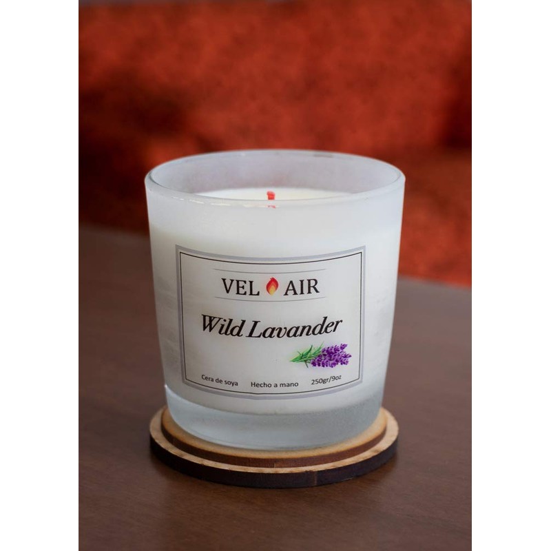 VEL AIR Vela Aromática Lavanda Salvaje (Wild Lavender) Ecologicas. 250