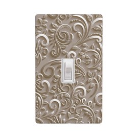 Mdulftar French Scroll Light Switch Cover Plate Brown Decorative Single Toggle Wall Plate, 1 Gang Switchplate Cover for Bathroom Kitchen Decor