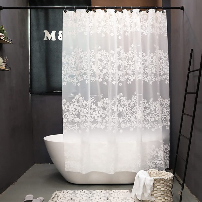 Vllcsla Shower Curtains Flower Patterned Anti-Mould and Waterproof - 240/300