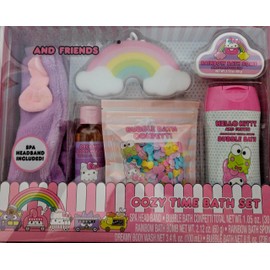 Kitty Friends Cozy Time Bath Set, Spa Headband, Bubble Bath Confetti, Rainbow Bath Bomb, Rainbow Bath Sponge, Dreamy Body Wash, Bubble Bath
