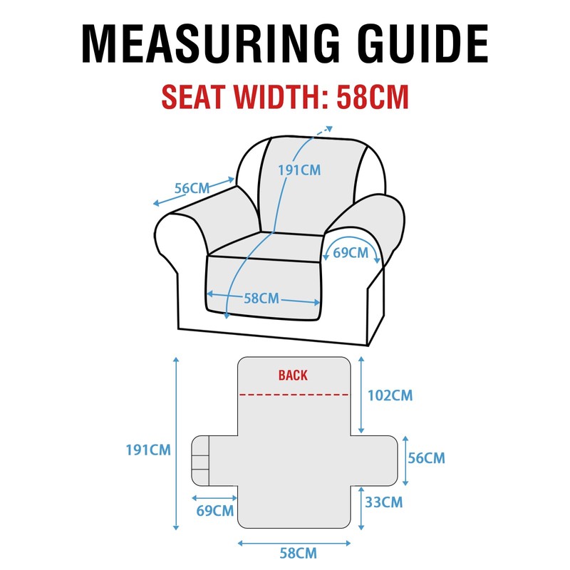 Turquoize 100% Waterproof Sofa Cover 1 Seater Triple Non-Slip Couch