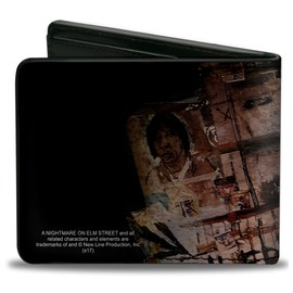 Buckle-Down Men's PU Bifold Wallet-ELM ST/Scratch & Scribbles/Freddy Shadow, Multicolor, 4.0" x 3.5"