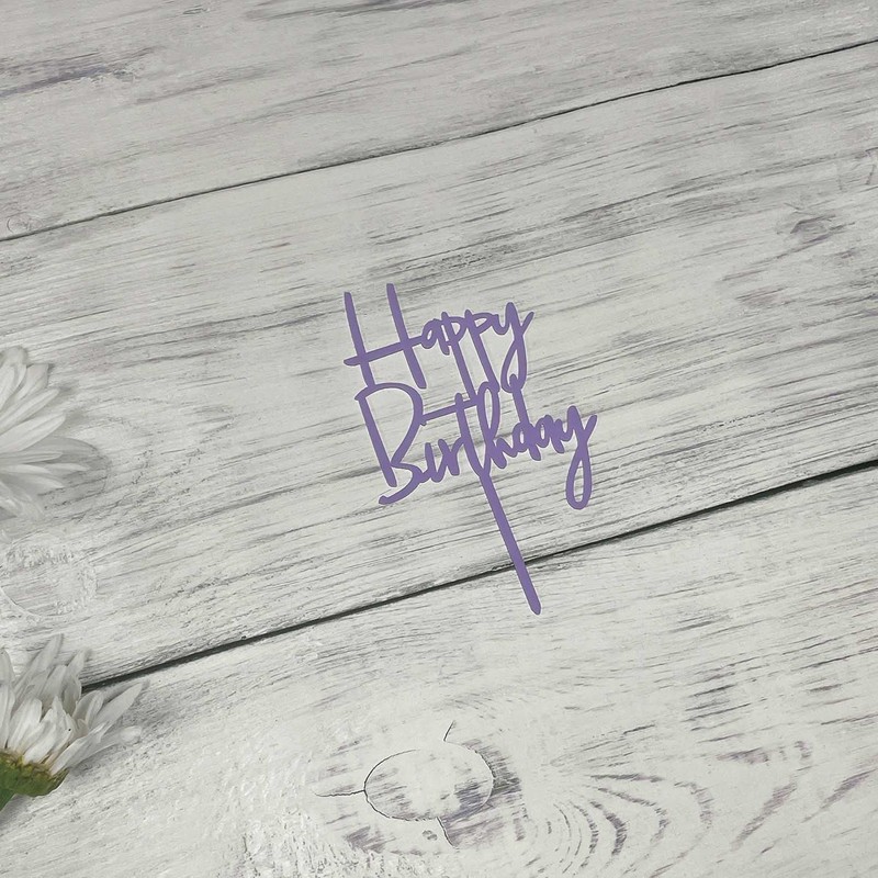 JIEEIN - Decoración para tarta de feliz cumpleaños, plástico morado,