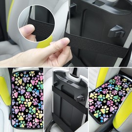 Universal Car Center Console Cushion Pad,Dog Paw Print 2 Car Armrest Pad Car Armrest Seat Box Cover Protector for Most Vehicle, SUV, Truck, Car