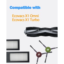 BBT BAMBOOST Main Brush Roller Side Brush Filter fit for ECOVACS deebot X1 Vacuum Cleaner replacement parts. ECOVACS DEEBOT X1 Omni / X1 Turbo. Pack of 7