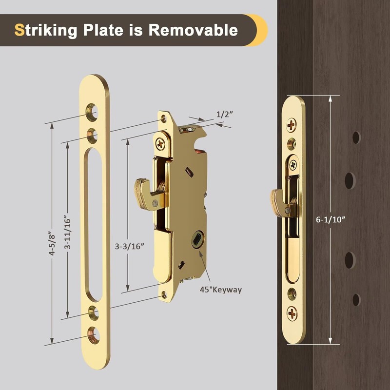 Knobonly Keyed Patio Sliding Door Handle Set, Replacement Slider Handle