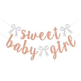 Sweet Baby Girl Banner, Baby Shower/Gender Reveal Decoration, It’s a Girl/Welcome Baby Decor, Baby's 1st Birthday Party Decorations, Rose Gold Glitter