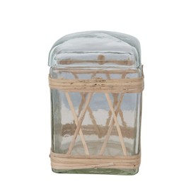 Creative Co-Op Rattan Wrapped Glass Lid Jar, 5" L x 5" W x 8" H, Multicolor