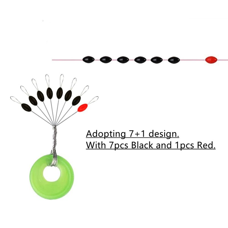 Milepetus 200Pcs Fishing Bobber Stopper,7 in 1 Soft Silicone Transparent