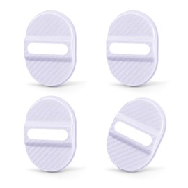 Wuyaoyao 4PCS Car Door Latch Lock Cover, Carbon Fiber Auto Door Lock Latches Cover, Automotive Doors Latch Guard, Self-Adhesive Vehicle Doors Latch Protector Trim Decoration for Most Cars (White)