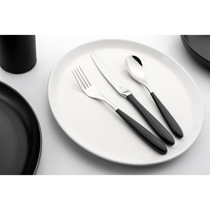 Grunwerg 2TAS650BK Yin & Yang Table Spoons, Stainless Steel, Black