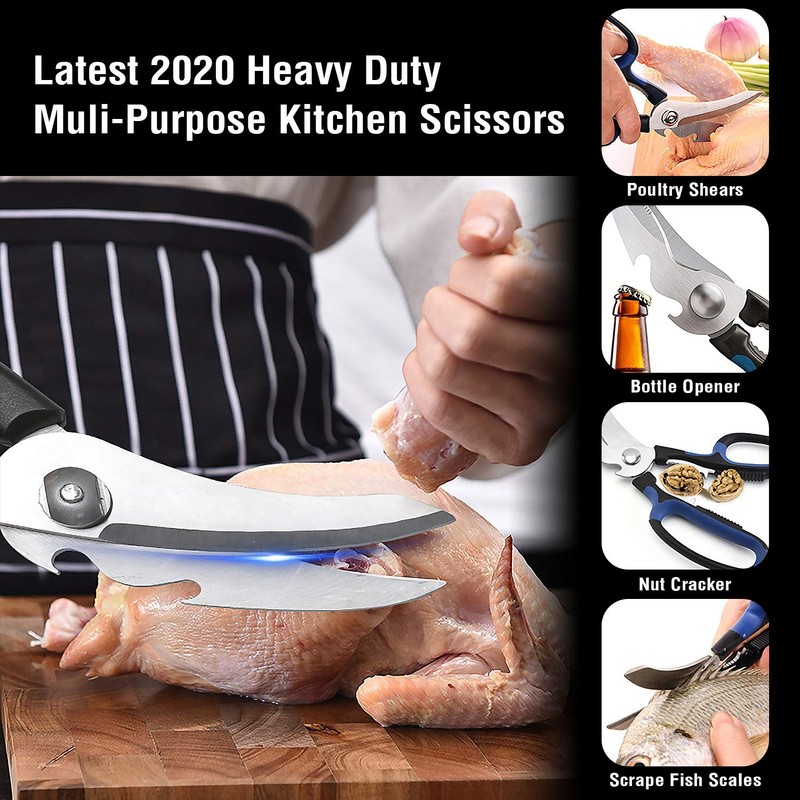 Heavy Duty Kitchen Shears with Unique Curve Blade, No Rust