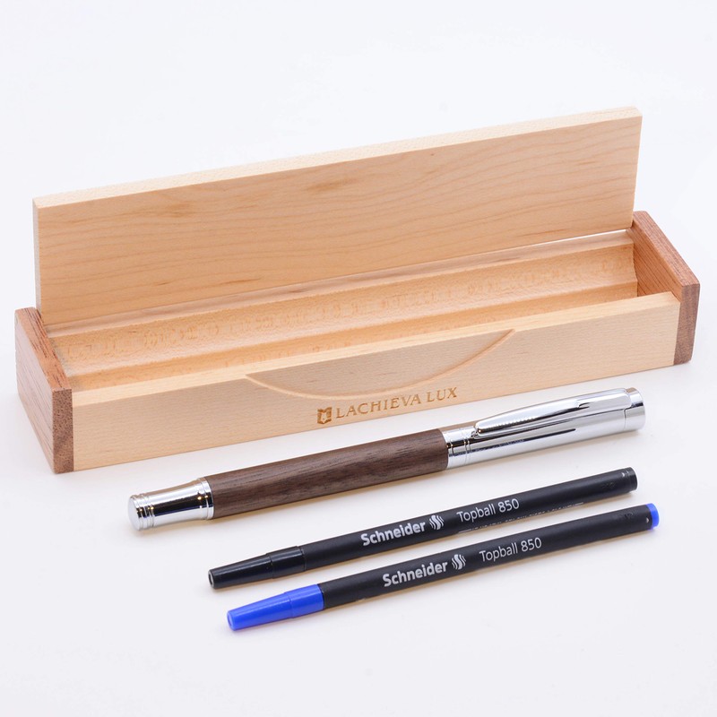 LACHIEVA LUX Elegant Walnut Rollerball Pen Set.Nice Wood Roller Pen