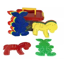 Hacer y Aprender Pasaliston Conejo Y Burro Con 30pz + 15 Agujetas + Estuche