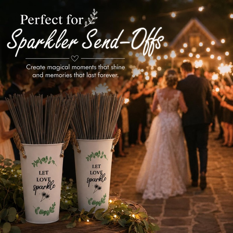 Wedding Sparkler Buckets, 2 Pack Metal Holders