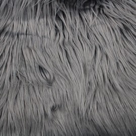 Texco Faux Fur Fabric Long Pile Mongolian, Charcoal Dark 1 Yard
