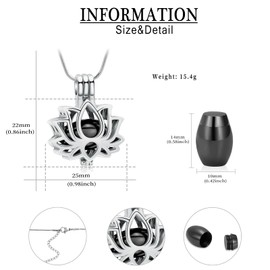 QGJNSGC Cremation Jewellery for Ashes Lotus Flower Ash Pendant Necklace with Mini Hollow Urn Memorial Ash Keepsake Jewellery, Stainless Steel