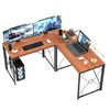 VECELO 59" L Shaped Computer Desk, Corner Computer Desk, Sturdy