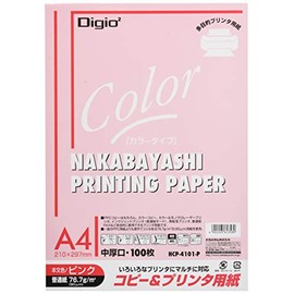 Nakabayashi HCP-4101-P Copy & Printer Paper, Color Type, A4, 100 Sheets, Pink