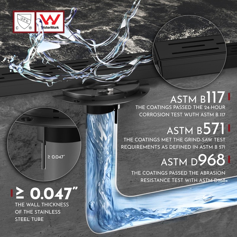 WEBANG 12 Inch Linear Shower Drain Rectangular Floor Drain with