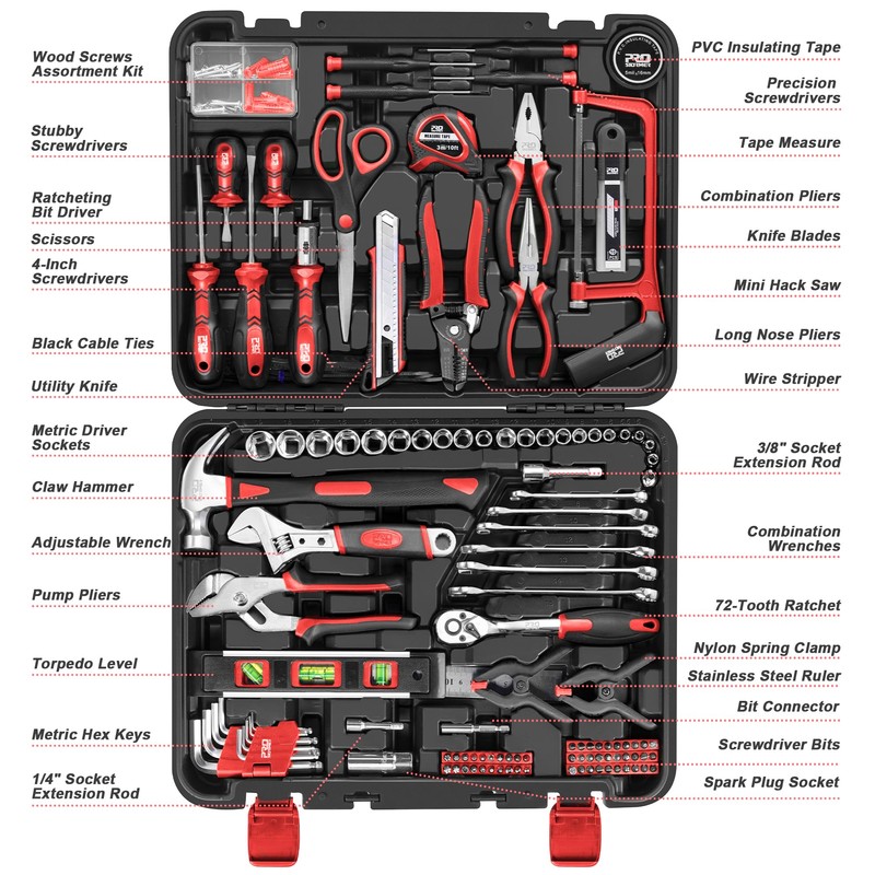 Prostormer 259-Piece Tool Kit, General Household Hand Tool Set with