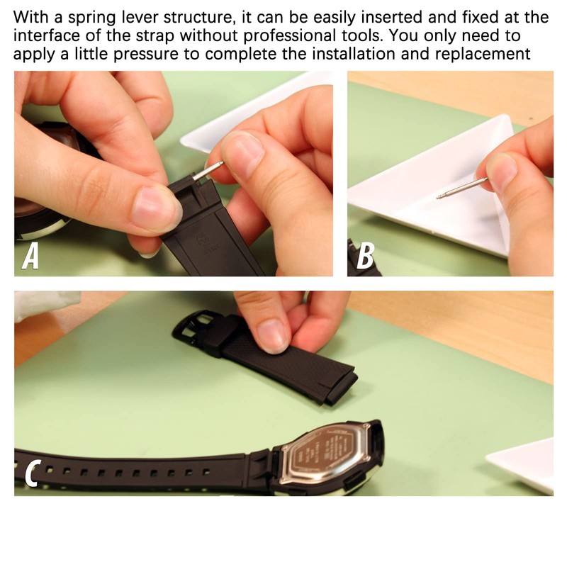Watch Strap Spring Bars Pins, 8PCS Double Flanged Replacemant Bar,