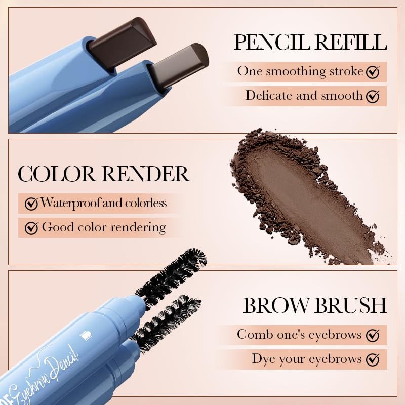 Professional Makeup Brow Pencil, Dual Ended with Brow Pencil and
