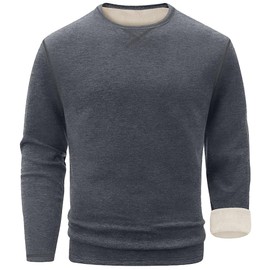 Sailwind Mens Thermal Underwear Long Sleeve Shirts Wool Base Layer Crewneck Top Dark Gray