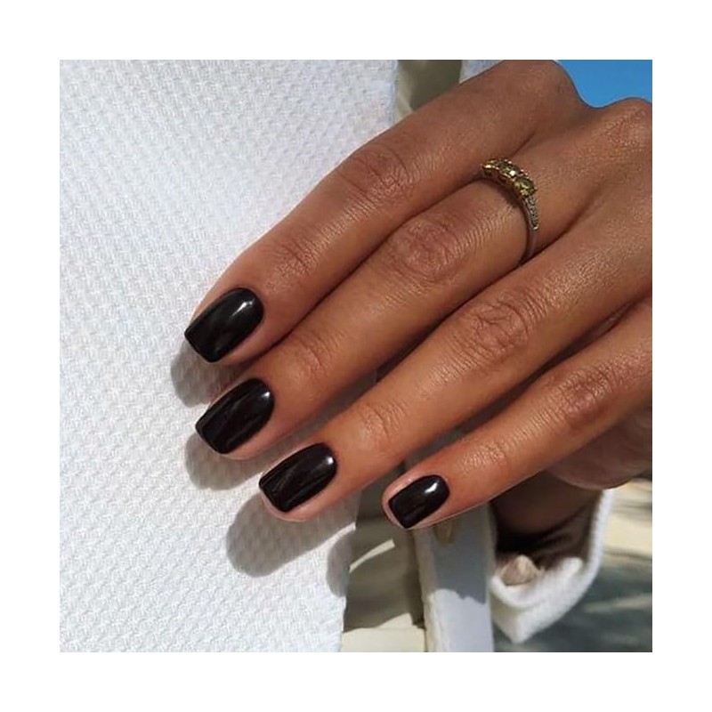 Press On Nails Solid Dark Color Fake Nails, Short Square