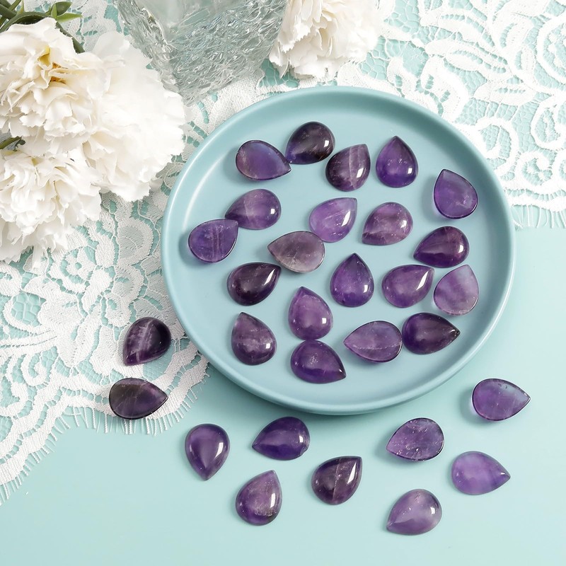 mookaitedecor Set of 10 Teardrop Shaped CAB Flatback Stone for