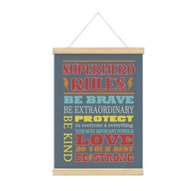 foedor Inspirational Quote hero Rules Room Decor,Cool Wall Decor for Boys Bedroom Playroom Toddler and Kids Room,Hanging Flag Banner Wall Decor for Kids Room Nursery（blue