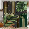 Glawry Dark Green Boho Shower Curtain Abstract Retro Mid Century