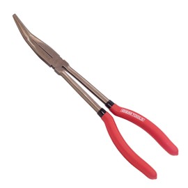 OEMTOOLS 22622 11 Inch Long Nose Pliers, 45 Degree Pliers, Needle Nose Pliers, Bent Long Nose Pliers Access Tight and Awkward Spots, Improved Grip, Green