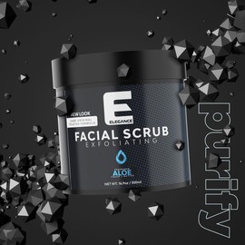 E Elegance- Exfoliante facial natural Elegance, 16,9 oz, exfoliante facial a base de aloe vera, exfolia y elimina impurezas