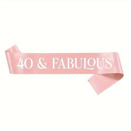 40 & Fabulous Birthday Sash - 40th Celebration Womens Mens Party Decoration (Pink)