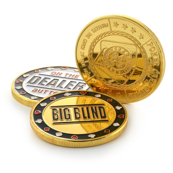 Ganzoo Poker Button Set in Case (Metal Coins), 1x Dealer