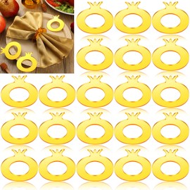 Funnymoom 20 Pcs Rosh Hashanah Decoration Napkin Rings Pomegranate Ornament Jewish New Year Holder for Napkins Kitchen Acrylic Ring Holder for Jewish School Party Table Wedding