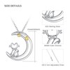 YEESIA Cat Necklace Sterling Silver Kitty Cat Necklace Crescent Moon